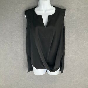 APT 9 Top Womens Sz‎ S Black V Neck Sleeveless High Low Office Capsule Essential